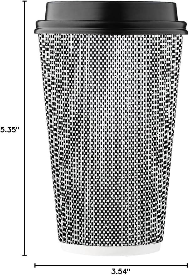 Harvest Pack 16 oz Disposable Coffee Cups, Insulated Ripple Double-Walled Paper - Image 8