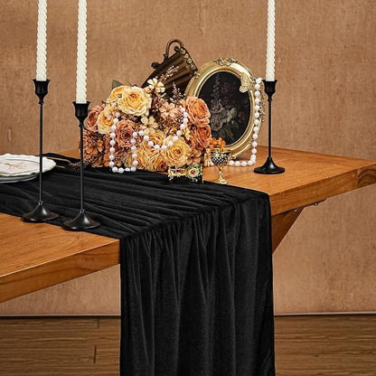 Black Velvet Table Runner 29x120 Inch Luxury Retro Halloween Runners | 5 Pieces - Image 3