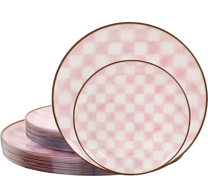 U-QE 20PCS Pink Plastic Plates for Party by U-QE