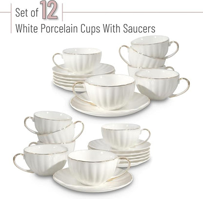 BTaT- Cappuccino Cups with Saucers 7 oz, Dishwasher Safe, Au Lait, Flat White - Image 2