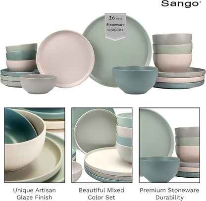 Sango 16-Piece Stoneware Dinnerware Set - Image 7