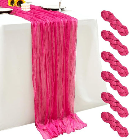 6Pack Hot Pink Cheesecloth Table Runner 17x108inch Hot Pink Table Runner | Boho by Seveups