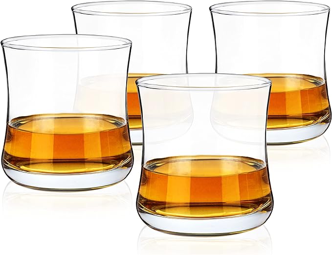 True Bourbon Glass, Whiskey Glasses, Home Bar Glassware, 10 oz Set of 4 by True