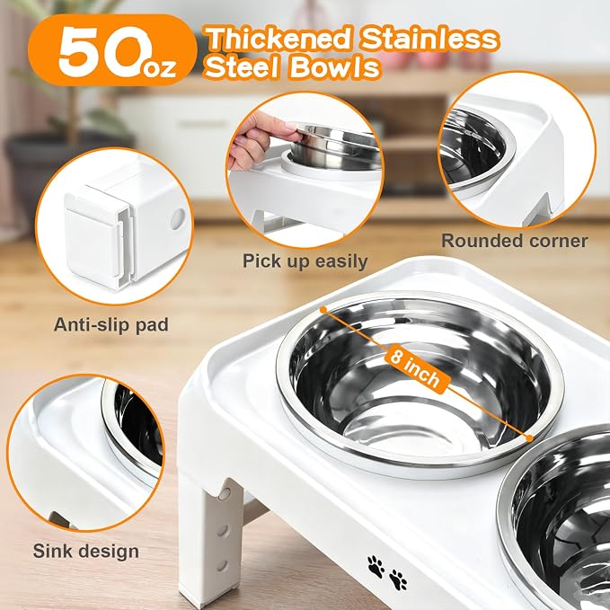 COMESOON Elevated Dog Bowls, 4 Height Adjustable Raised Bowl Stand - Image 4