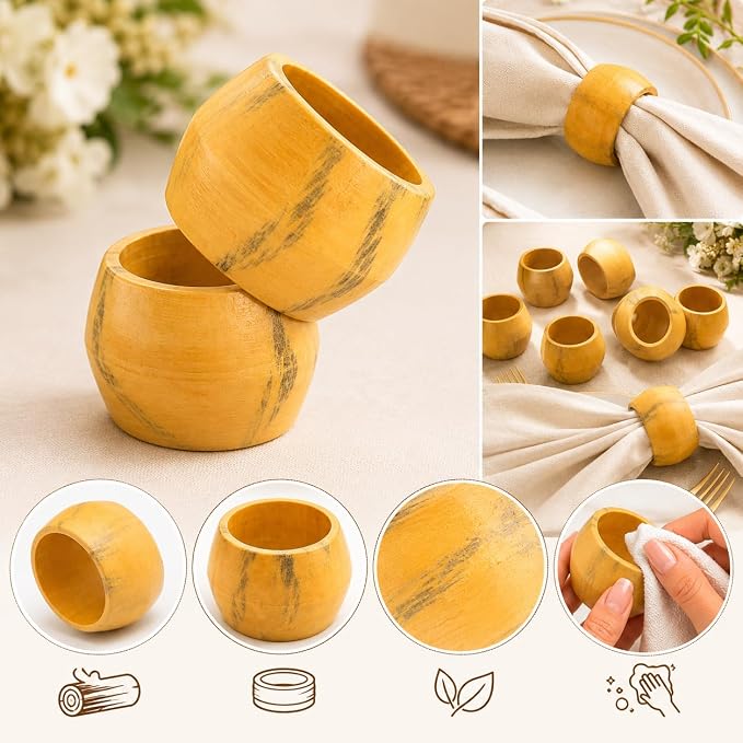 Wooden Napkin Rings Set of 12 - Image 7