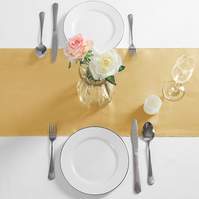 Manyshofu Yellow Gold Satin Table Runner 12x108 - Image 3