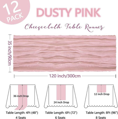 12 Pack Dusty Pink Table Runner Cheesecloth 10Ft Gauze Cheese Cloth Table - Image 2