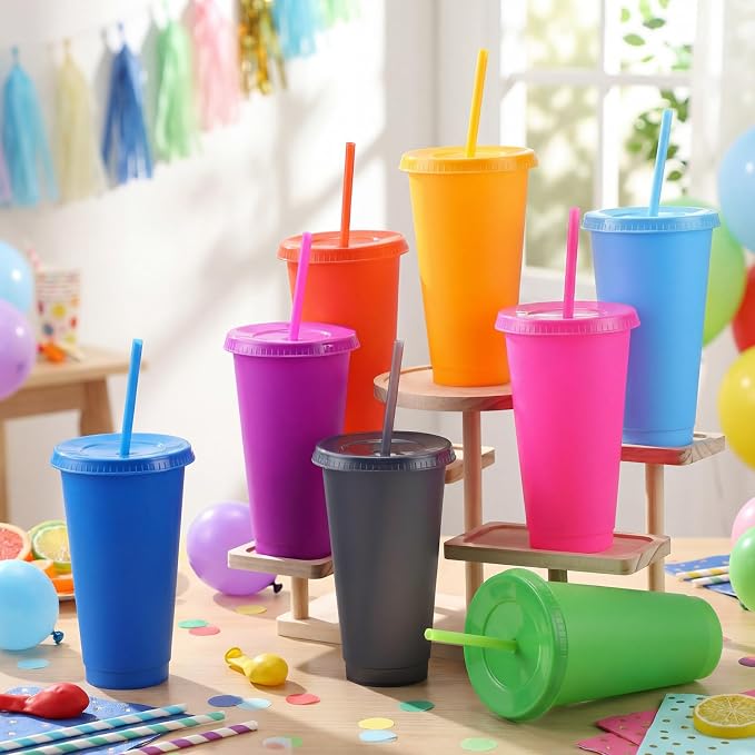 Honeydak 30 Pack Tumbler with Straw and Lid Bulk Cups - Image 2