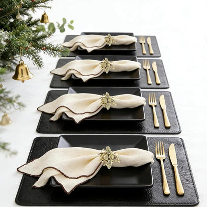 Bee Napkin Rings Set of 12 Antique Gold Bumblebee Napkin Holders - Image 7