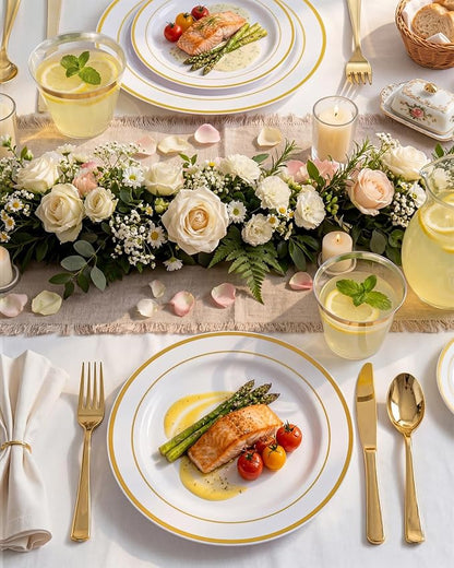 bUCLA 300PCS Gold Disposable Dinnerware Set - Image 6