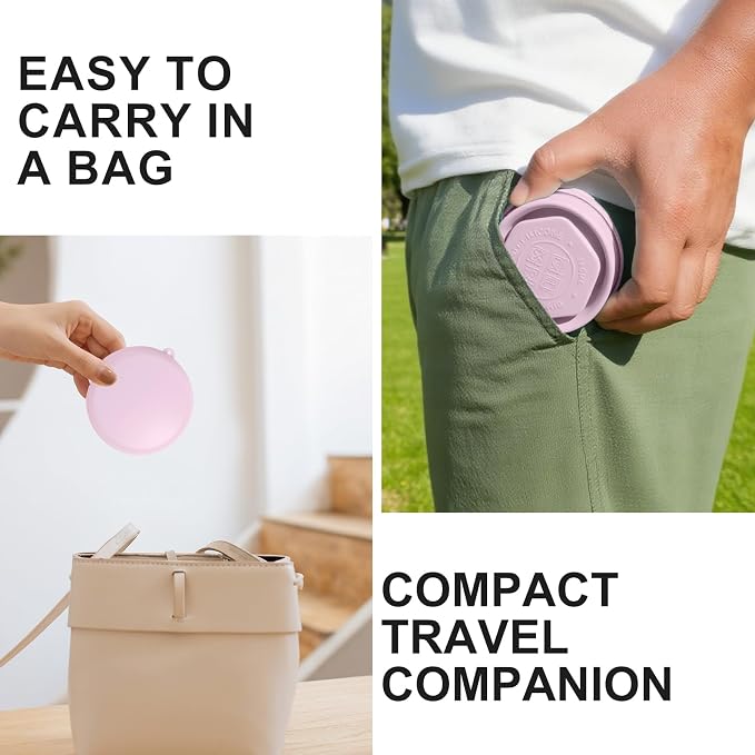 Collapsible Travel Cup with Lid - 6oz Mini Silicone Folding Cup with Stainless - Image 6
