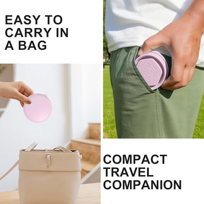Collapsible Travel Cup with Lid - 6oz Mini Silicone Folding Cup with Stainless - Image 6