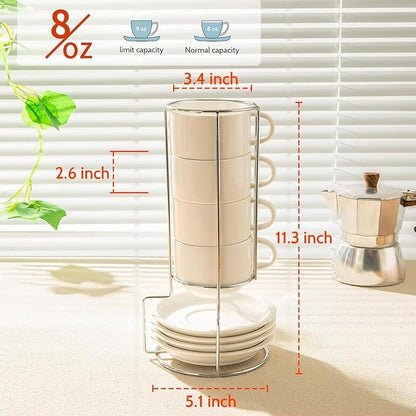 Sweese 8 Ounce Porcelain Stackable Cappuccino Cups - Image 6