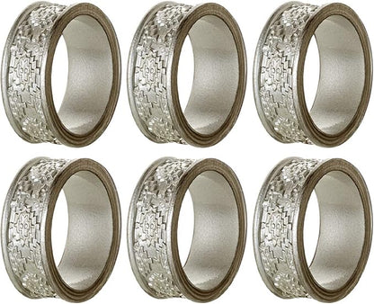 Creative Scents Dublin Silver Napkin Rings Set of 6 - Elegant Dining Table Decor Napkin Holder Rings - Table Setting Decorations for Thanksgiving, Fall, Holiday Dinner