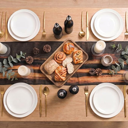 Artoid Mode Boho Caramel Stripes Fall Chiffon Table Runner 120 Inches 10FT - Image 5