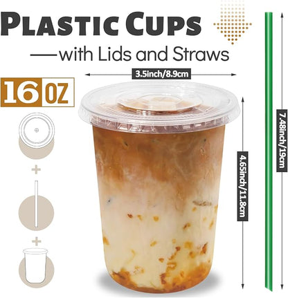 GGOLDMER 50 Set 16oz Clear Round Bottom Plastic Cups - Image 2