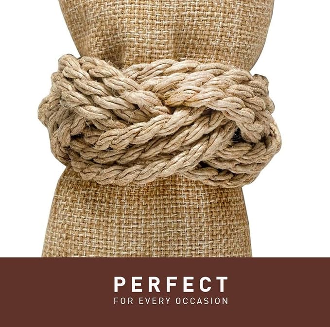 Jute Napkin Rings Set of 4 | Elegant Woven Nautical Napkin Rings | 100% Natural - Image 5