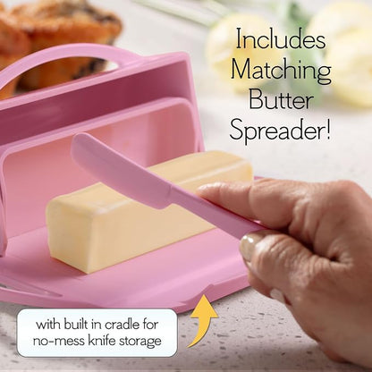Flip Top Butter Dish with Attached Lid & Matching Knife - Image 3