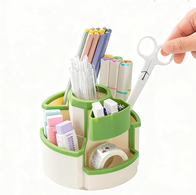 Pencil Holder for Desk Rotating Pen Organizers Green Small Desktop Organizer by Saikvi