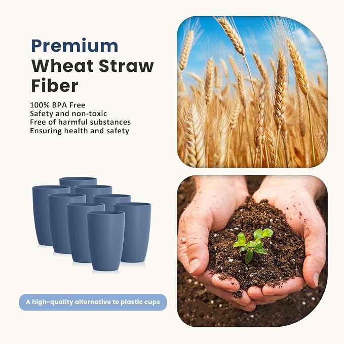 Homienly Wheat Straw Cups, 20 oz, BPA Free, Dishwasher Safe, Microwave Safe - Image 2