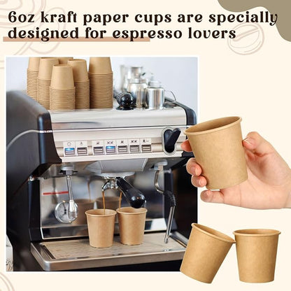 100 Pack 6oz Mini Coffee Cups Disposable Paper Cups Hot or Cold Beverage Cup - Image 5