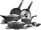 SENSARTE Pots and Pans Set Non stick, Non toxic Healthy Induction Cookware Sets, 14 Pcs Non Stick Kitchen Cooking Set with Frying Pans Set & Saucepan, PFOA PFOS Free, Black