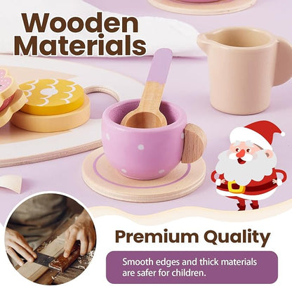Tea Party Set for Little Girls, Wooden Tea Set for Toddlers 1-3 | Girls Tea - Image 2
