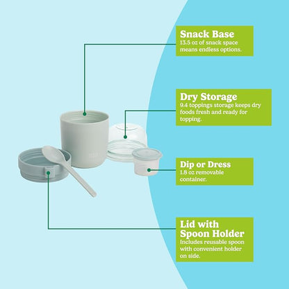 Tasty Travel Snack Cups with Spoons, On-The-Go Snacking, Divided Compartments - Image 3