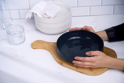 KooK Ceramic Large Pasta Bowls, Microwave and Dishwasher Safe, Shallow Serving - Image 3