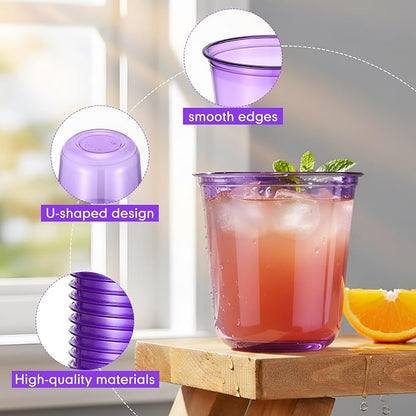 Ziliny 50 Pcs Disposable Stemless Glasses 12oz Crystal Plastic Wine Glasses - Image 4