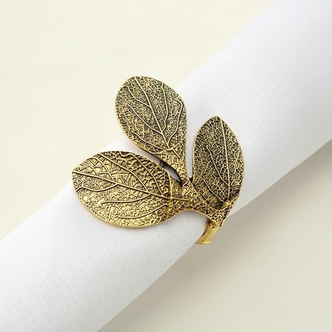 Gold Leaves Napkin Rings for Wedding Party and Daily Use, holiday table - Image 6
