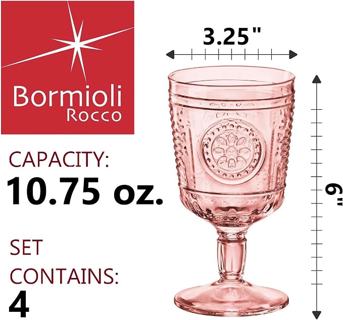 Bormioli Rocco Romantic Set Of 4 Stemware Glasses, 10.75 Oz. Colored Crystal - Image 2
