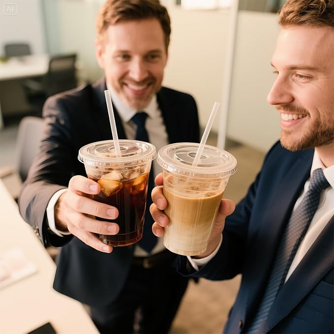 Ginkgo 50 Pack 20 oz Plastic Iced Coffee Cups - Image 6