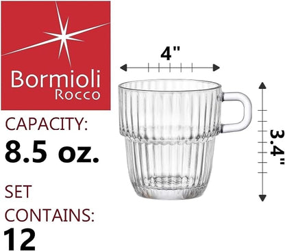 Bormioli Rocco Barshine 8.5 oz. Tea or Coffee Cups Stackable Tempered Drinking - Image 2