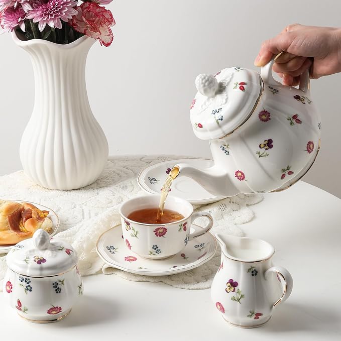 Sweejar 23 Pcs Floral Tea Sets - Image 5