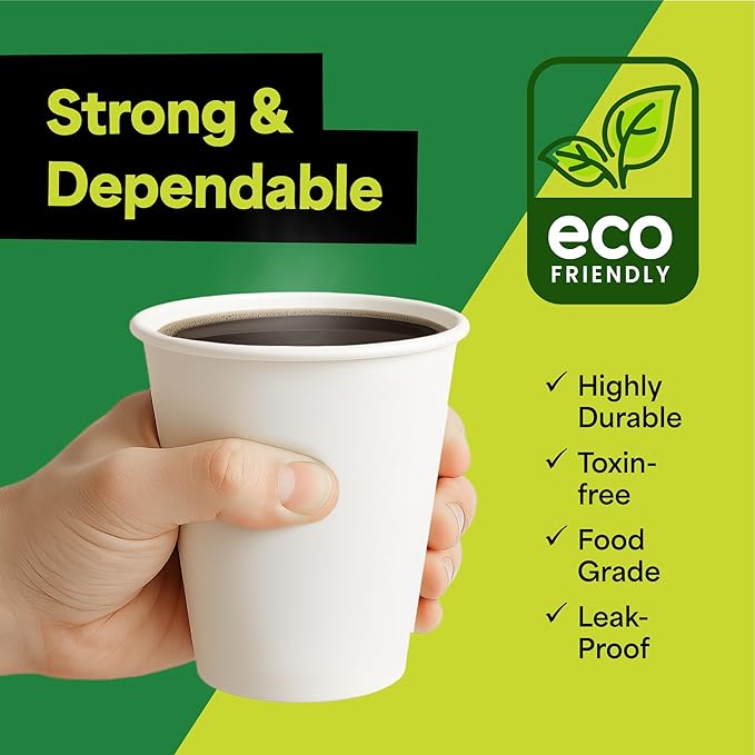 EconoHome 12 oz 50 Pack Disposable Coffee Paper Cups - Image 6