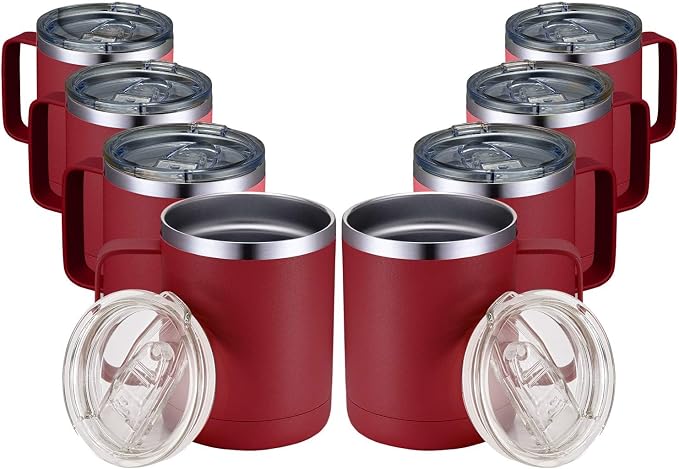 MEWAY 12oz Coffee Mug With Handle 8 Pack Bulk, Stainless Steel Insulated Travel by MEWAY