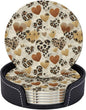 Brown Heart Shaped Spots Leopard Print Coasters by KiuLoam