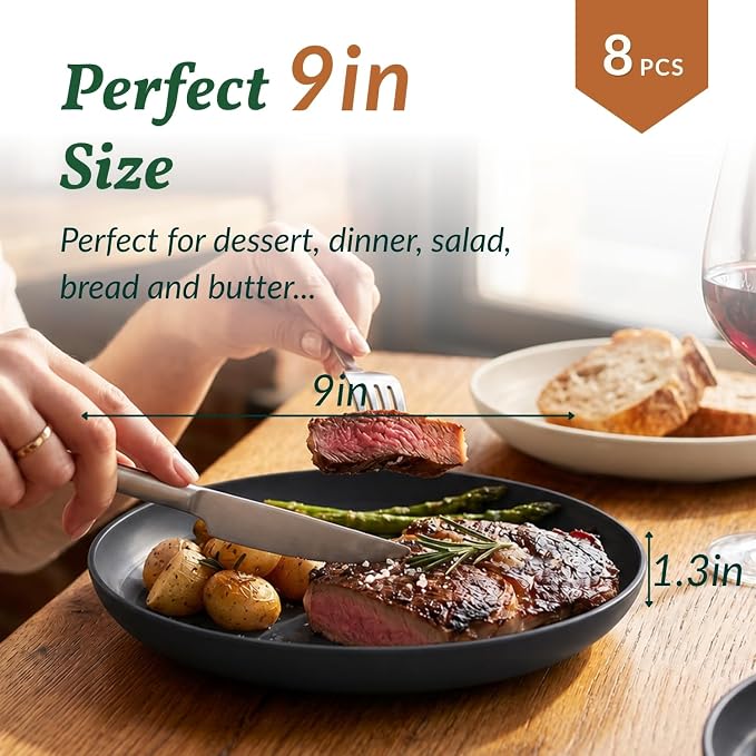 Wheat Straw Plates Set of 8, Reusable Lightweight and Unbreakable 9 inch Plates - Image 2