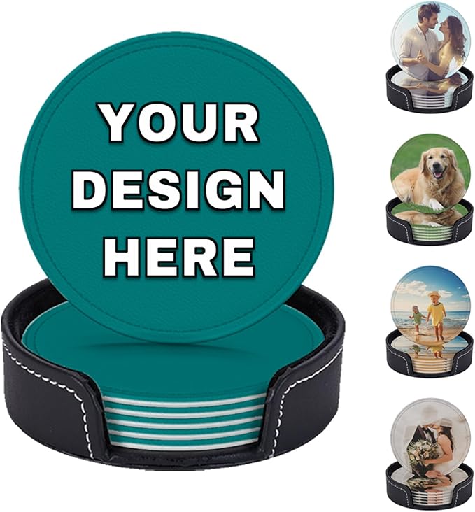 Custom Coasters Set of 6 Leather Coaster by YHPHRTA