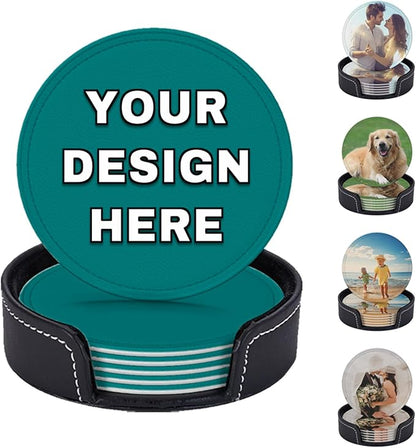Custom Coasters Set of 6 Leather Coaster by YHPHRTA
