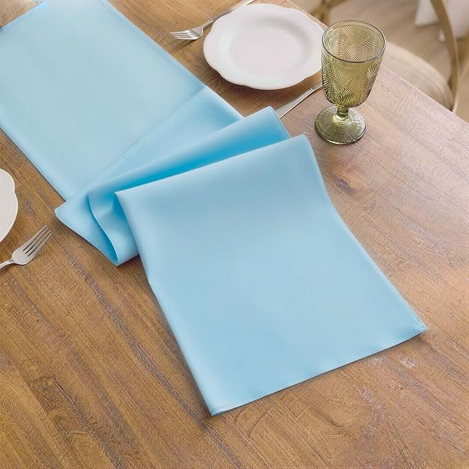 Baby Blue Table Runner, Waterproof Washable Runners 90 Inches Long | Reusable - Image 3