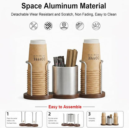 GOYLSER Coffee Cup Holder with Straw & Stirrer Storage Caddy - Image 3