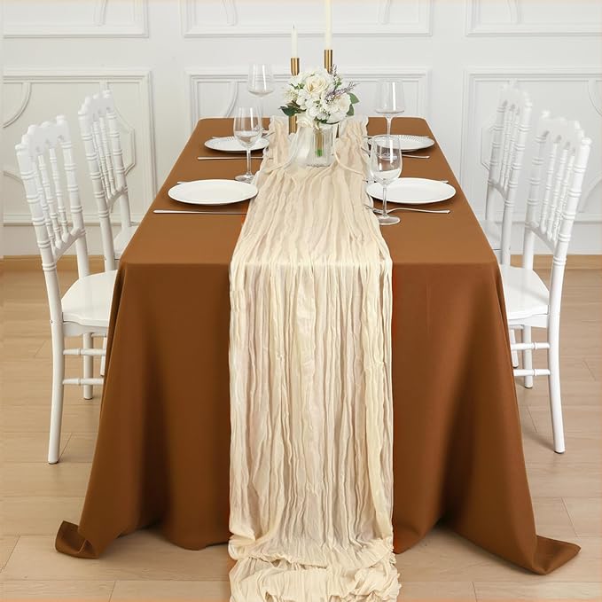 12 Pack Ivory Cream Cheesecloth Table Runner 120 Inch Boho Wedding Decor | - Image 4