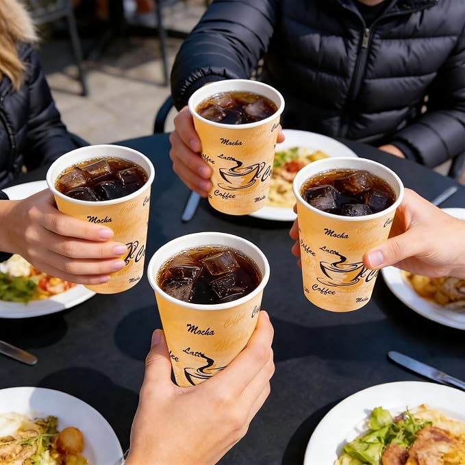 Lamosi 500 Pack 12 oz Coffee Cups, Disposable Paper Cups No Lids | Leakproof - Image 4