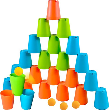 3-in-1 Cup Stacking Set; Toddler to Young Kids Quick Stacking Cups Game; by RAINBOWTOYFROG