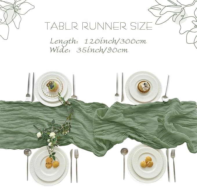 IVAPUPU Sage Green Table Runner 120 Inches - Image 5
