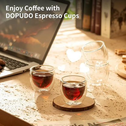 10oz Double Wall Espresso Cups Set of 4, Double Wall Insulated Espresso Mugs - Image 6