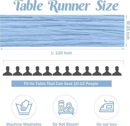 Baby Blue 10FT Cheesecloth Table Runner Boho Gauze Fabric Table Runner Rustic - Image 4