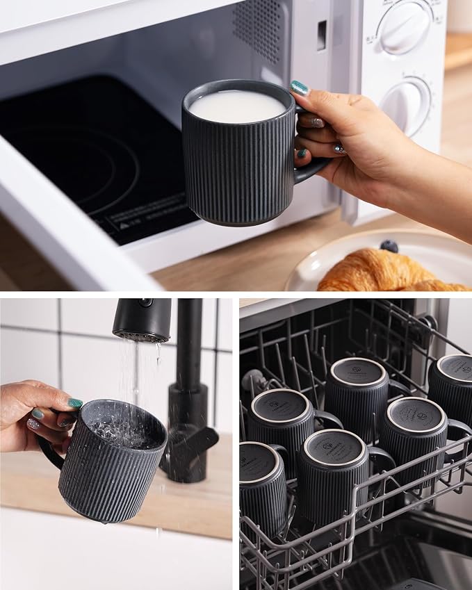 famiware Coffee Mug Set for 4, Star 12 oz Catering Mugs Cup Set - Image 5